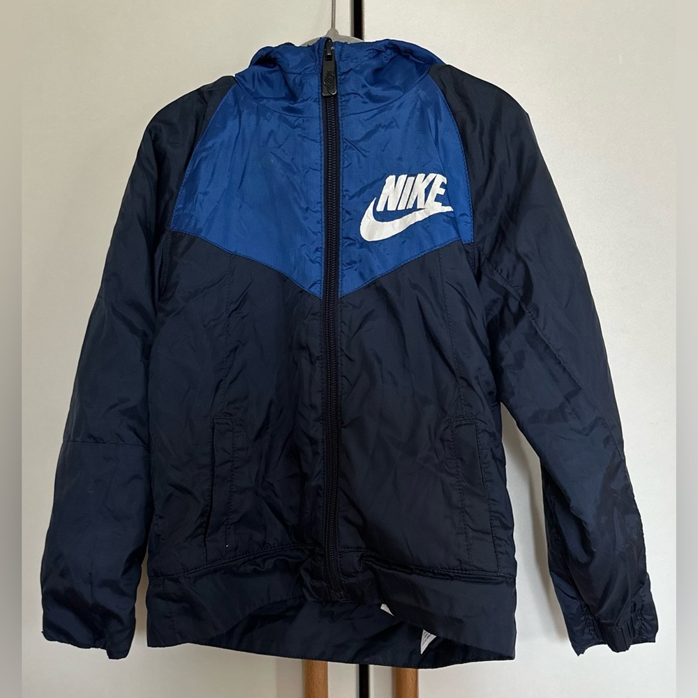 NIKE Kids Navy Blue Fleeced Line Windbreaker Size 3-4 years